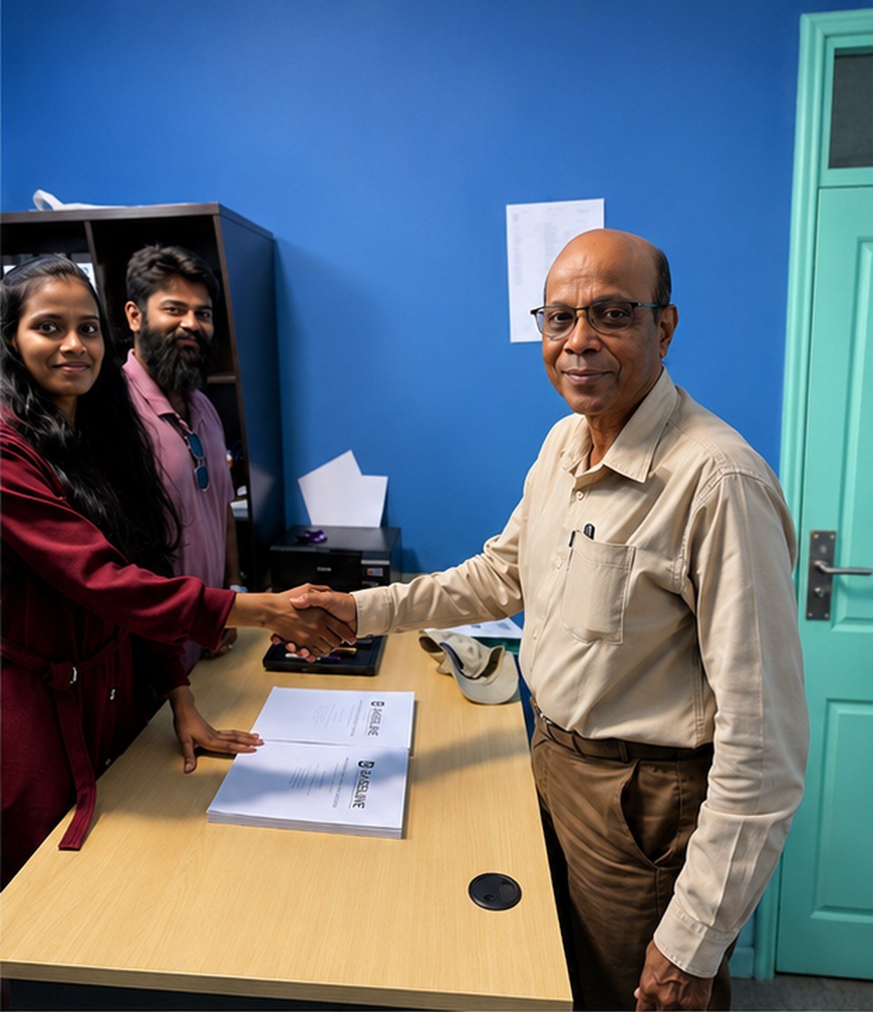 Blue Line signing the agreement with the company's first client